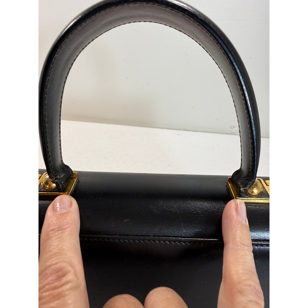 Salvatore Ferragamo Handbag Gancini Deep Dk Brown Gold BX 212181 Italy VTG FLAW - Picture 3 of 10